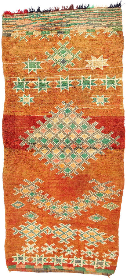 3 x 7 Vintage Orange Boujad Moroccan Rug 21839