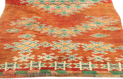 3 x 7 Vintage Orange Boujad Moroccan Rug 21839