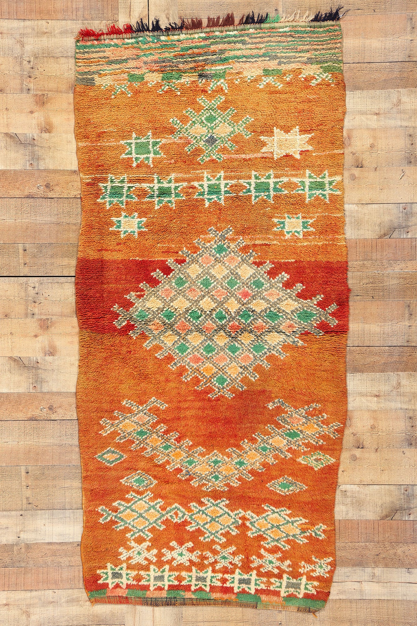 3 x 7 Vintage Orange Boujad Moroccan Rug 21839