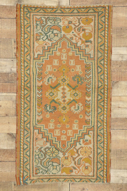 3 x 5 Vintage Orange Turkish Oushak Rug 72341
