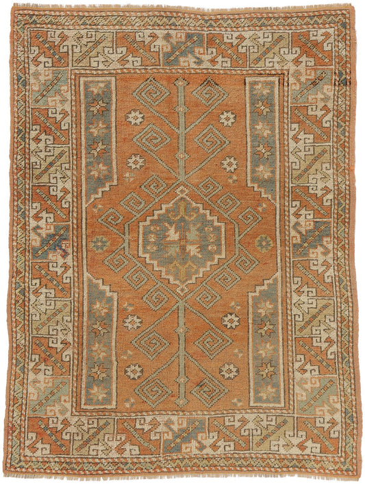4 x 6 Vintage Orange Turkish Oushak Rug 53901