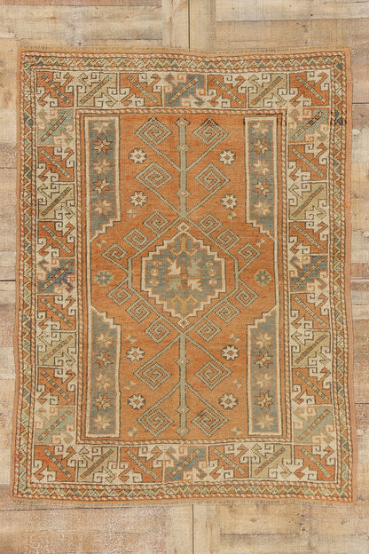 4 x 6 Vintage Orange Turkish Oushak Rug 53901