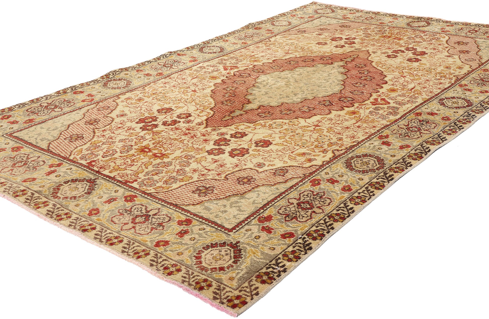 4 x 7 Vintage Turkish Oushak Rug 52072