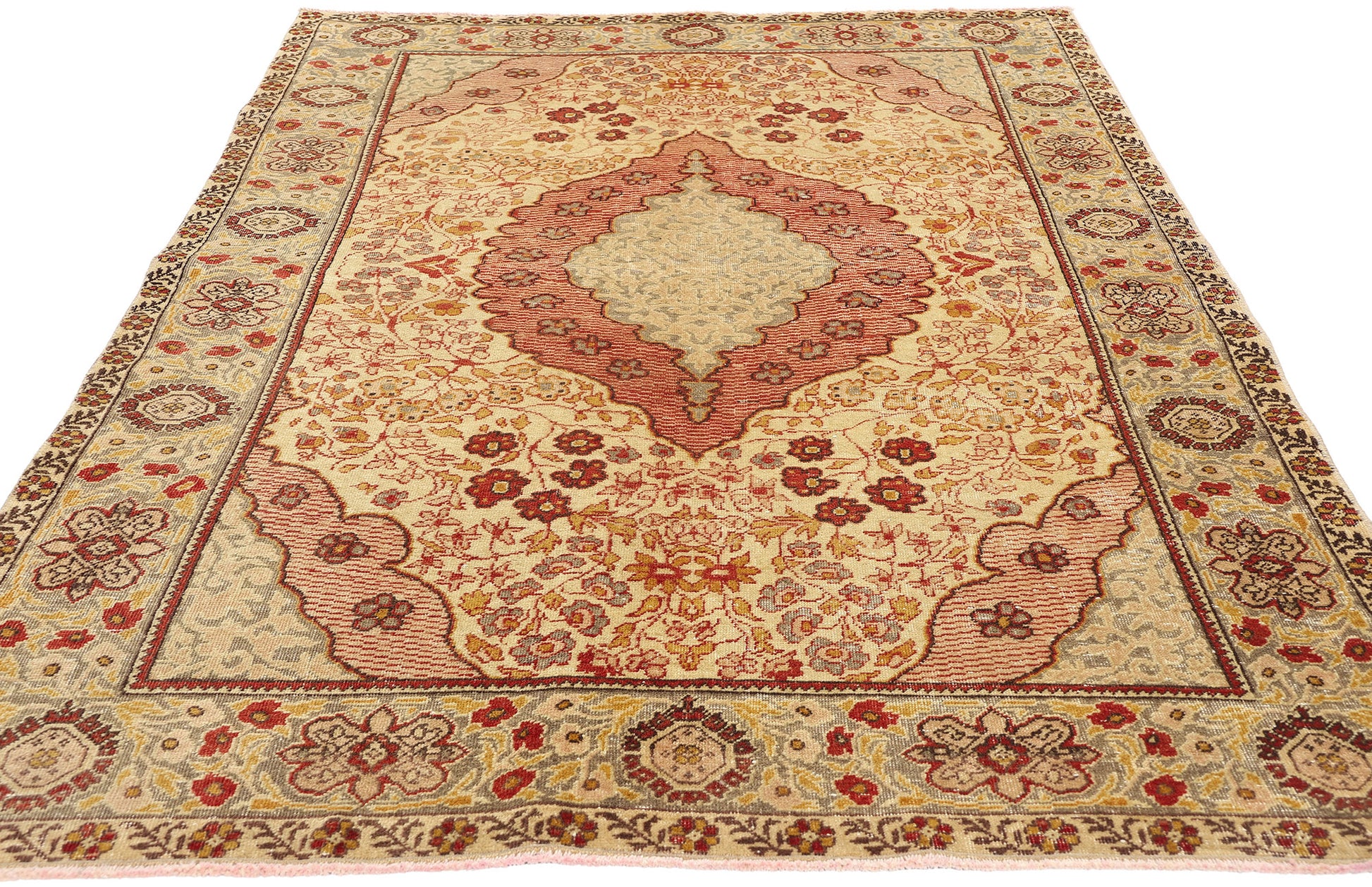 4 x 7 Vintage Turkish Oushak Rug 52072