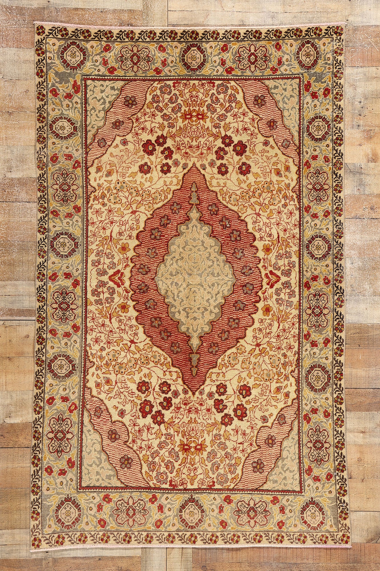 4 x 7 Vintage Turkish Oushak Rug 52072