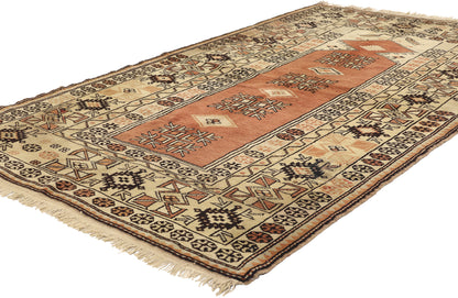4 x 7 Vintage Turkish Oushak Prayer Rug 78217