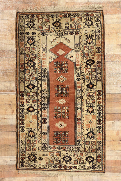 4 x 7 Vintage Turkish Oushak Prayer Rug 78217