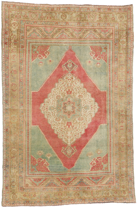 6 x 10 Vintage Turkish Oushak Rug 53889