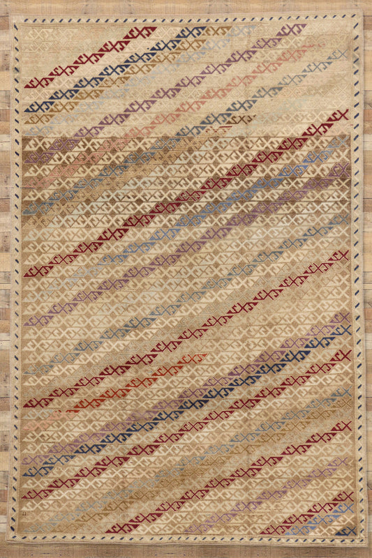 7 x 10 Vintage Turkish Oushak Rug 52176