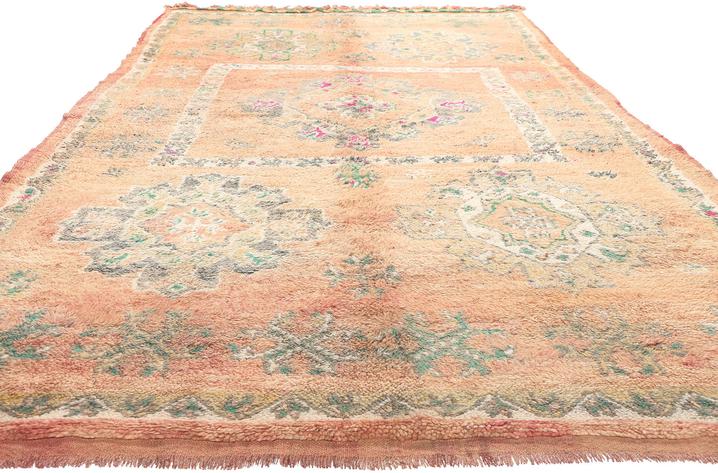 6 x 13 Vintage Peach Boujad Moroccan Rug 20936