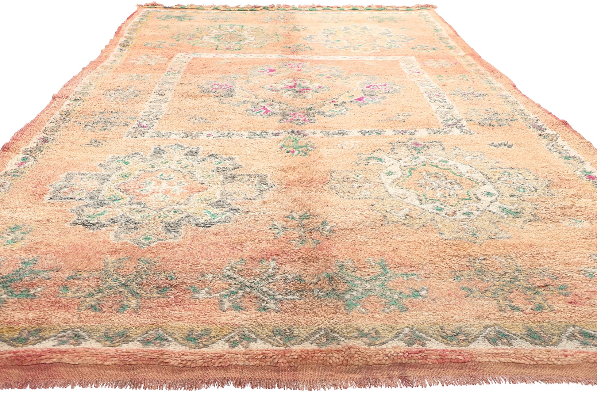 6 x 13 Vintage Peach Boujad Moroccan Rug 20936