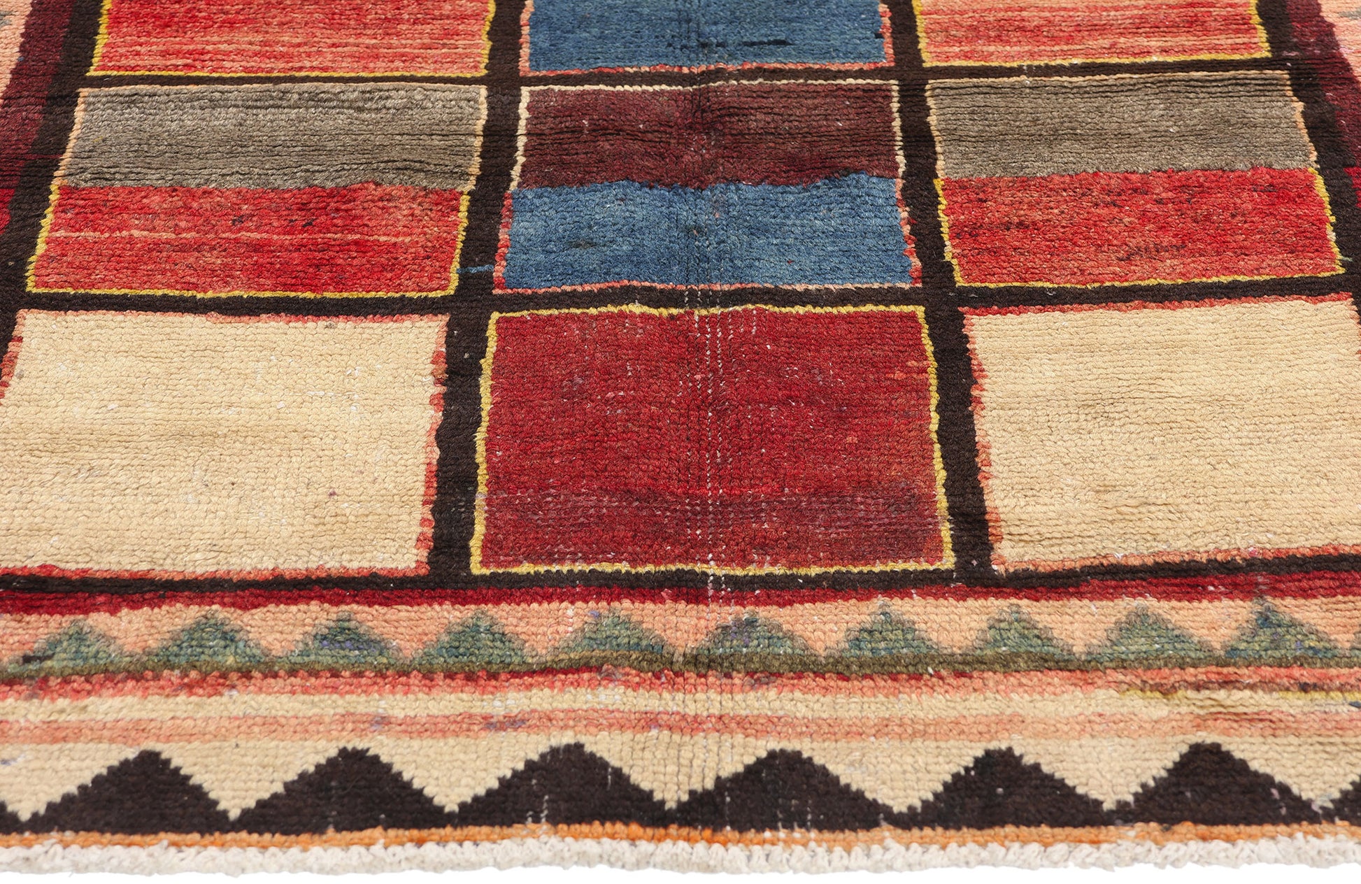 4 x 5 Vintage Persian Lori Checkerboard Rug 78863