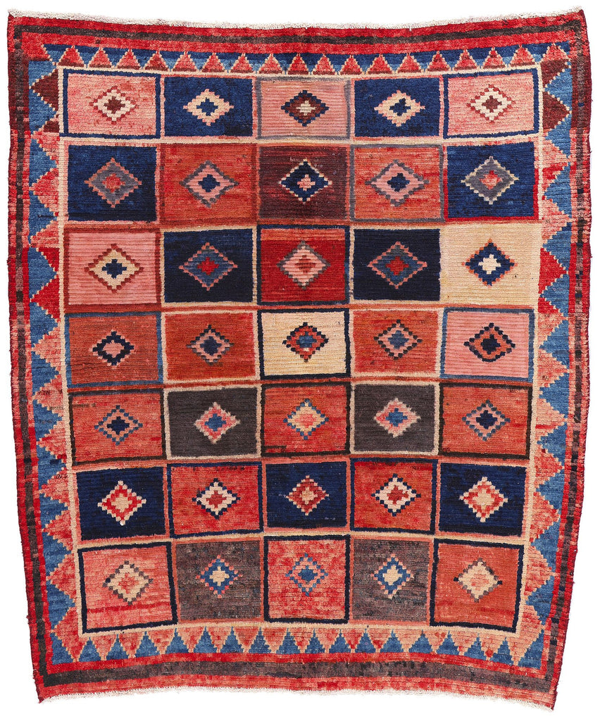 5 x 6 Vintage Persian Lori Checkerboard Rug 78888