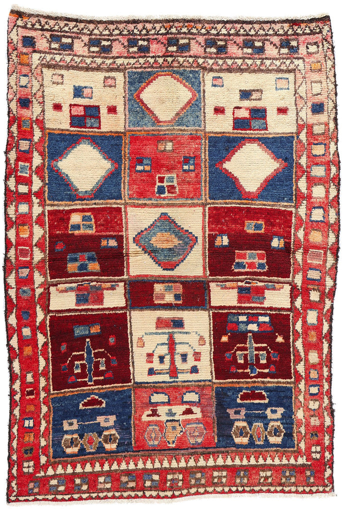 5 x 7 Vintage Persian Lori Checkerboard Rug 78873