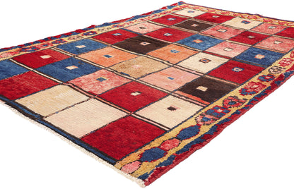 5 x 7 Vintage Persian Lori Checkerboard Rug 78879