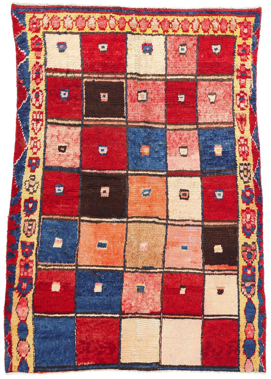 5 x 7 Vintage Persian Lori Checkerboard Rug 78879