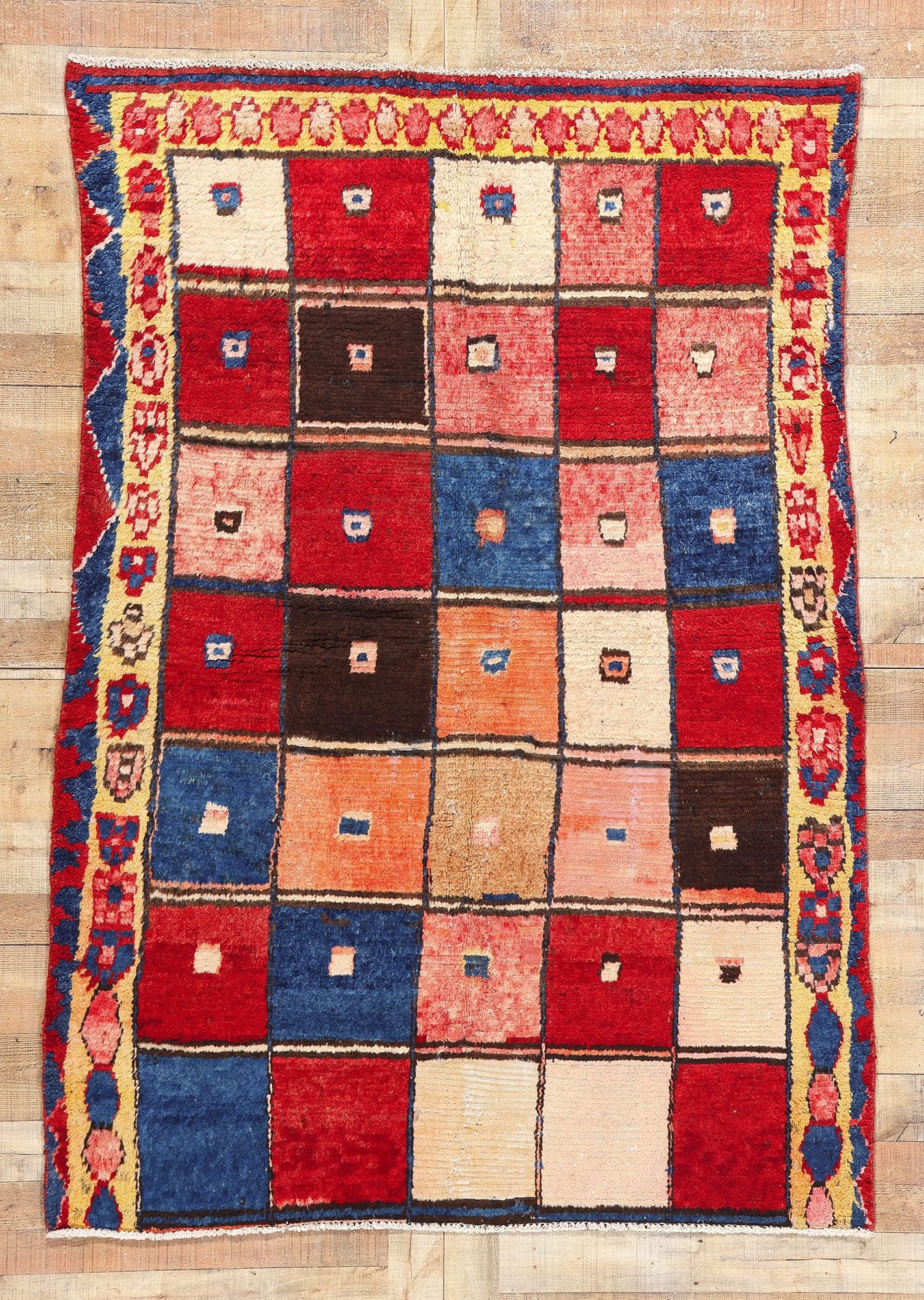 5 x 7 Vintage Persian Lori Checkerboard Rug 78879