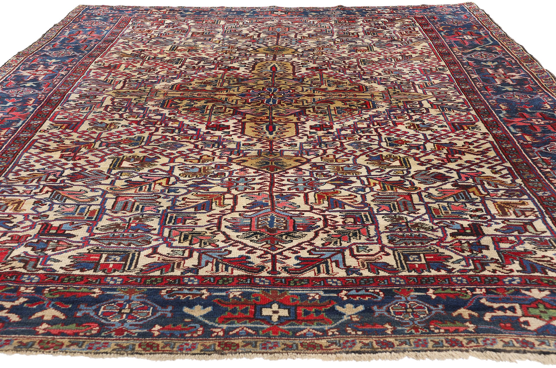 8 x 11 Vintage Persian Heriz Rug 90011