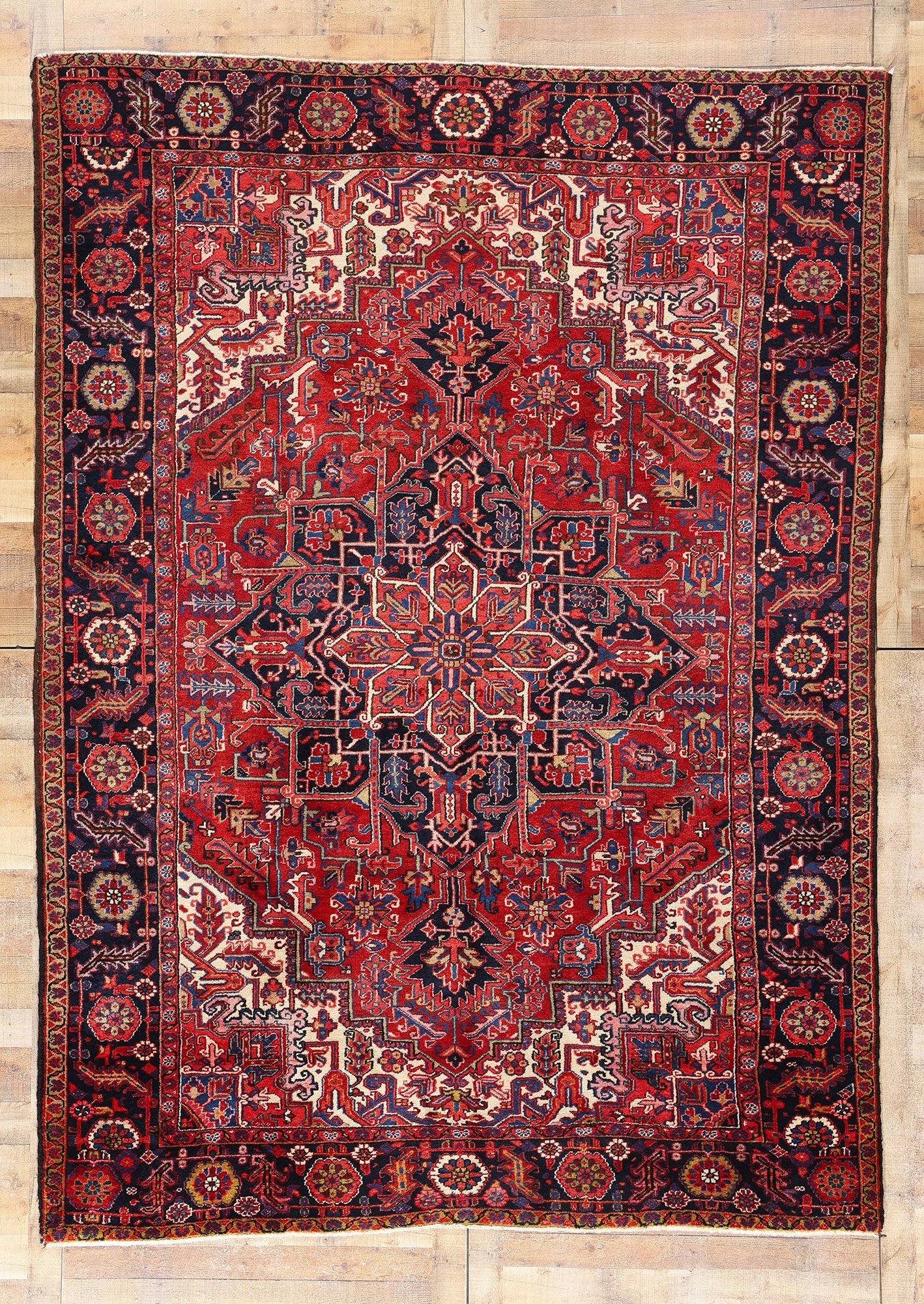 8 x 12 Vintage Persian Heriz Rug 90008