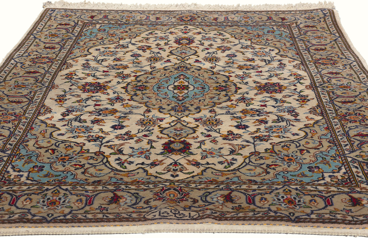 4 x 6 Vintage Persian Kashan Rug 78701