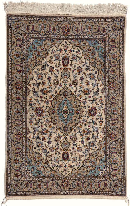 4 x 6 Vintage Persian Kashan Rug 78701