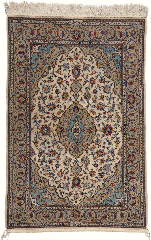 4 x 6 Vintage Persian Kashan Rug 78701