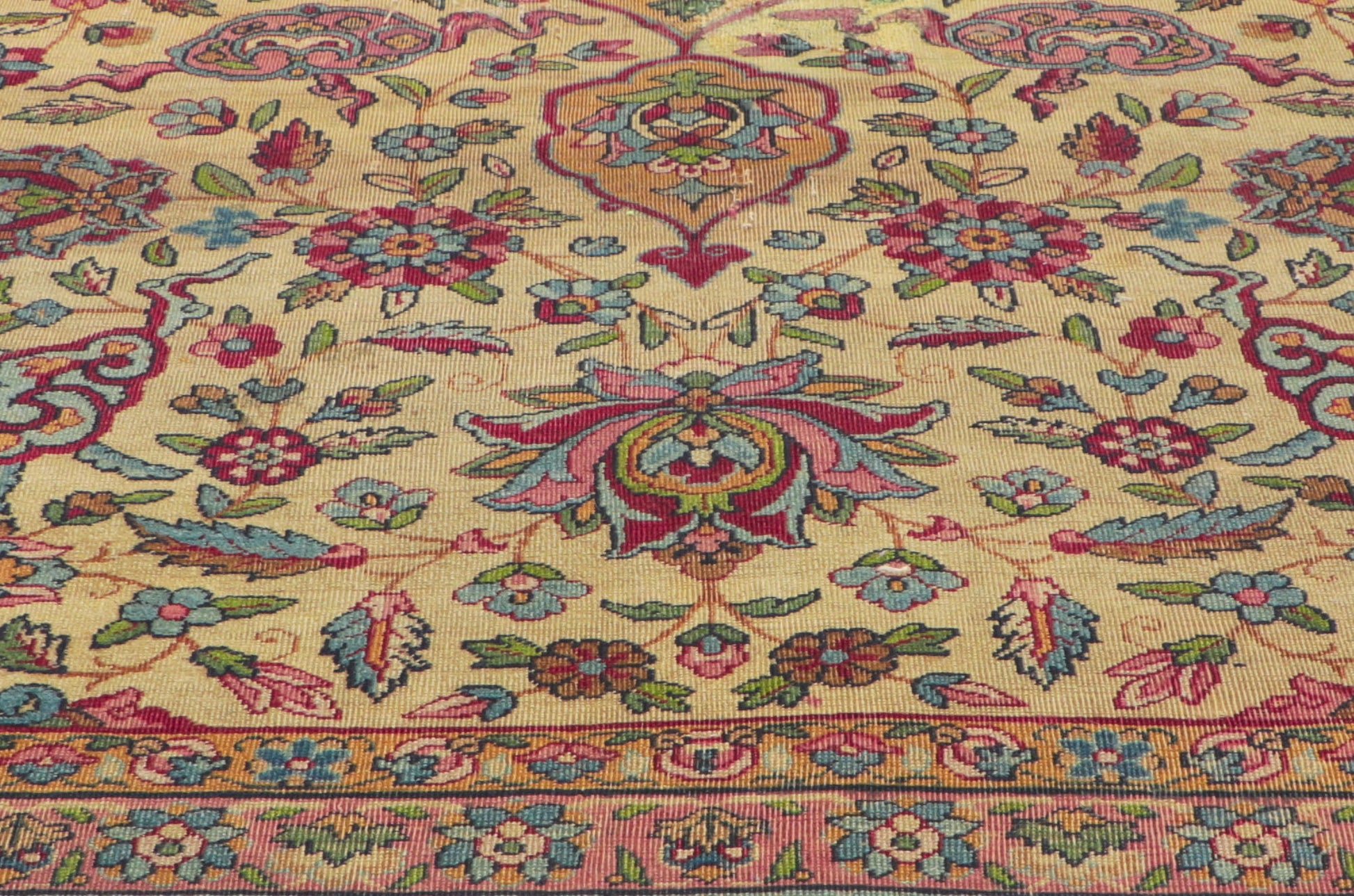 9 x 12 Antique-Worn Persian Kerman Rug 78297