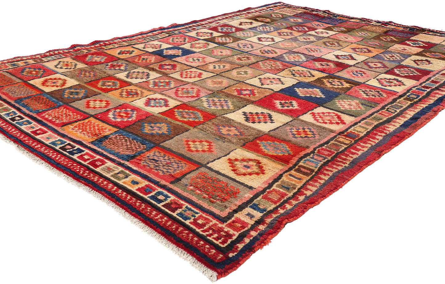 6 x 9 Vintage Persian Lori Checkerboard Rug 78881