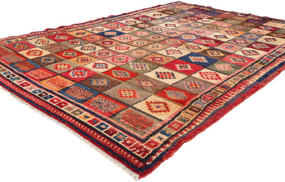 6 x 9 Vintage Persian Lori Checkerboard Rug 78881