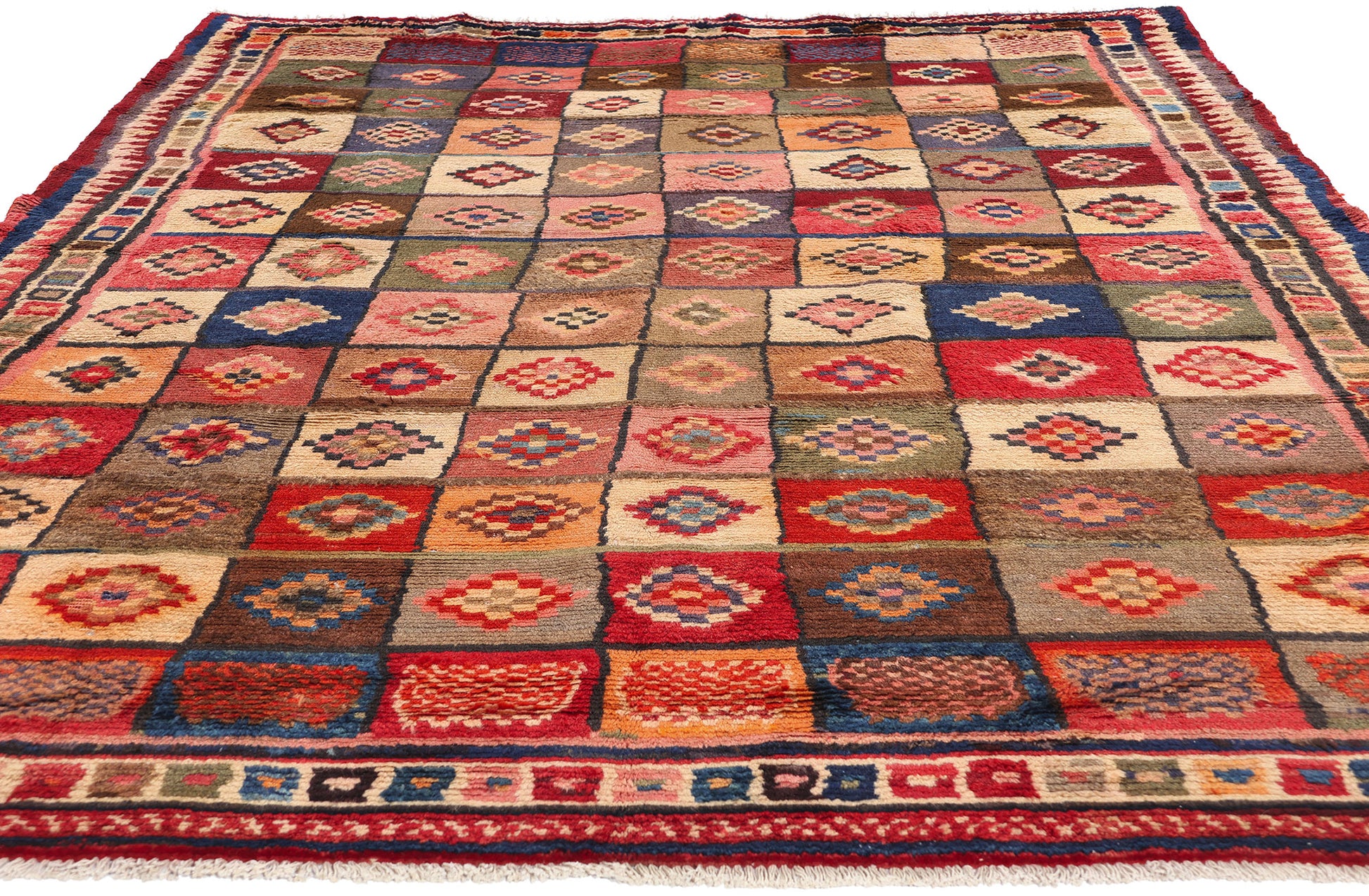 6 x 9 Vintage Persian Lori Checkerboard Rug 78881