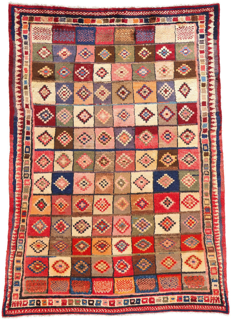 6 x 9 Vintage Persian Lori Checkerboard Rug 78881