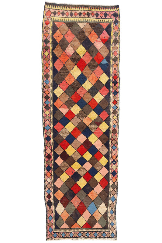 4 x 11 Vintage Persian Lori Harlequin Diamond Rug 78880