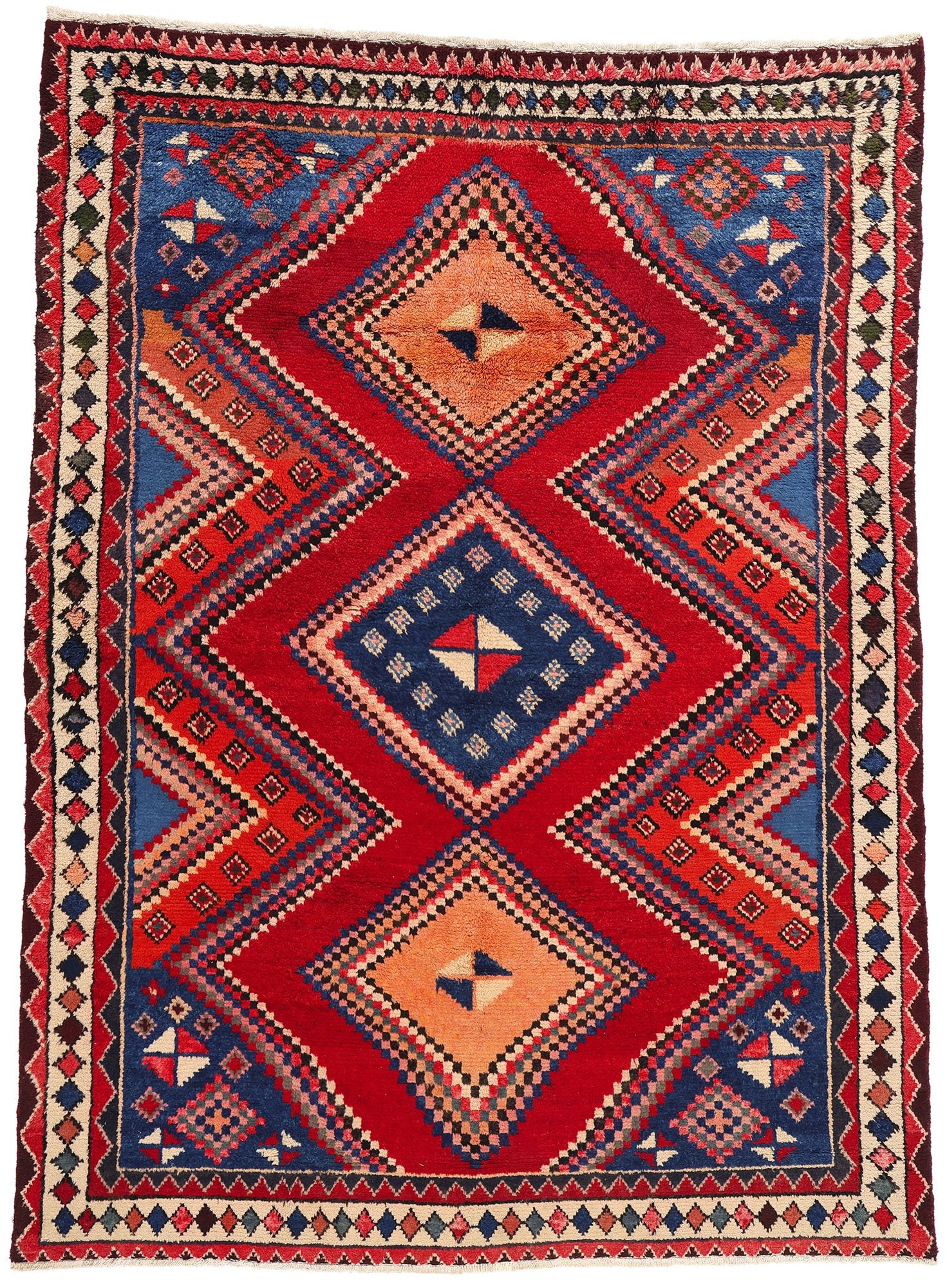 6 x 9 Vintage Persian Lori Diamond Medallion Rug 78882