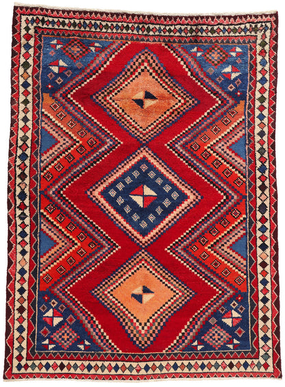 6 x 9 Vintage Persian Lori Diamond Medallion Rug 78882