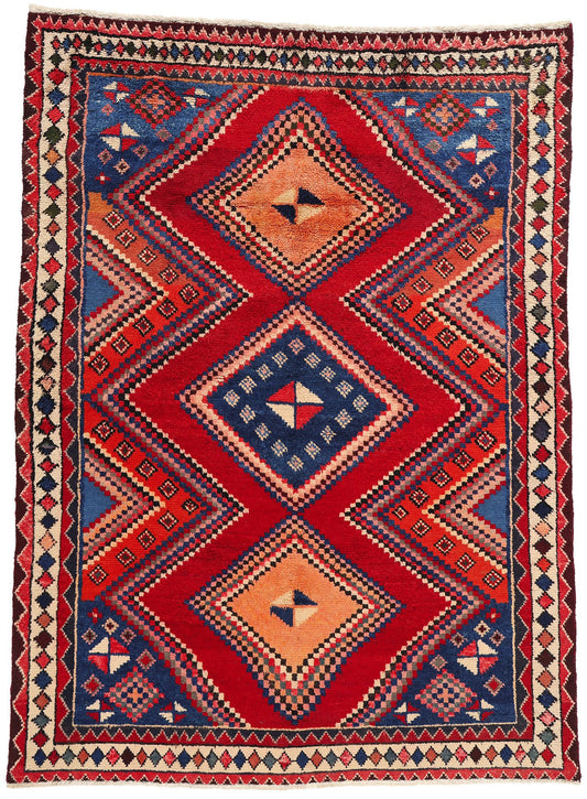6 x 9 Vintage Persian Lori Diamond Medallion Rug 78882