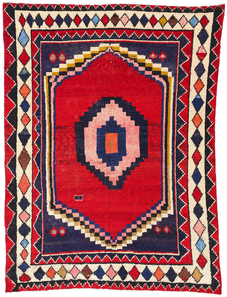 7 x 9 Vintage Persian Lori Geometric Medallion Rug 78884
