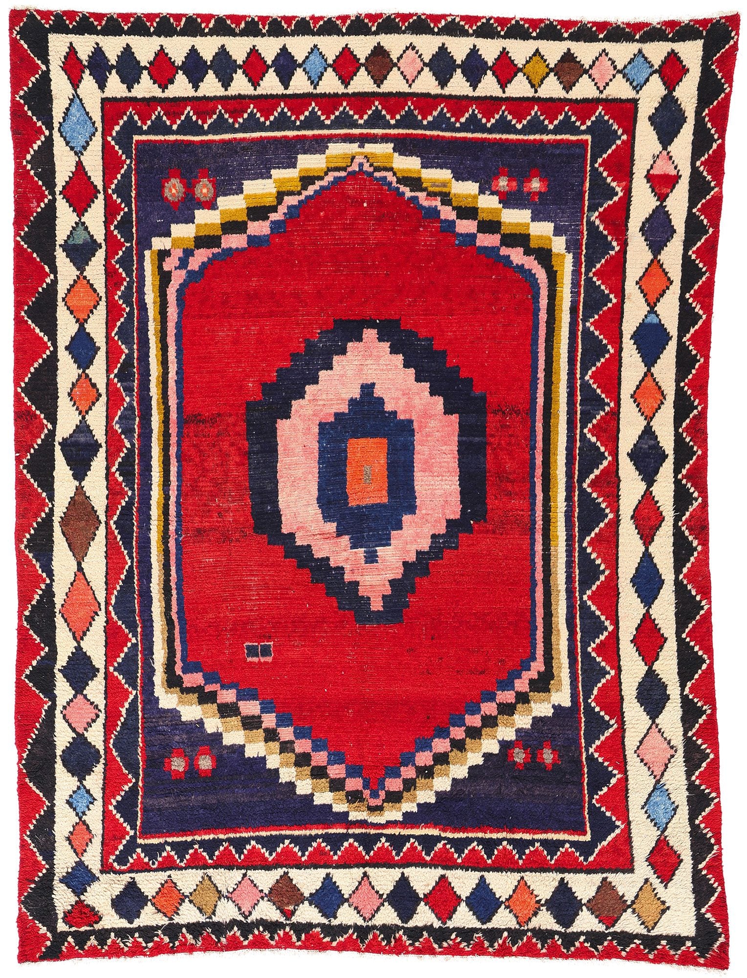 7 x 9 Vintage Persian Lori Geometric Medallion Rug 78884