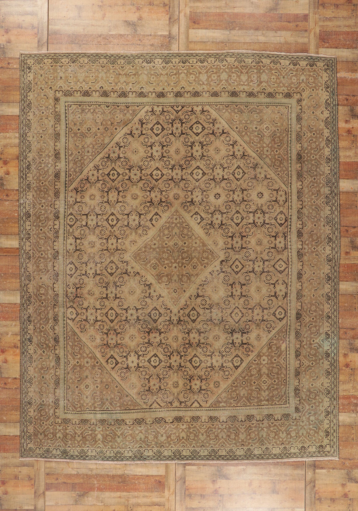 10 x 13 Vintage Persian Mahal Rug 53729