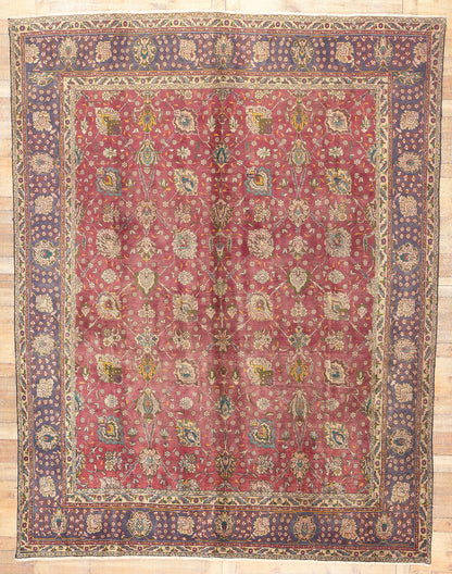 10 x 13 Vintage Persian Tabriz Rug 74331