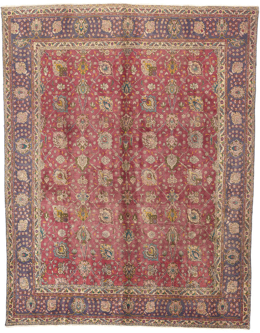 10 x 13 Vintage Persian Tabriz Rug 74331