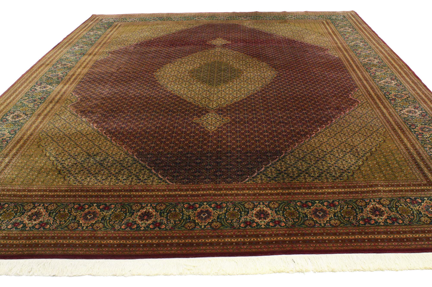 10 x 13 Vintage Persian Mahi Tabriz Rug 76693