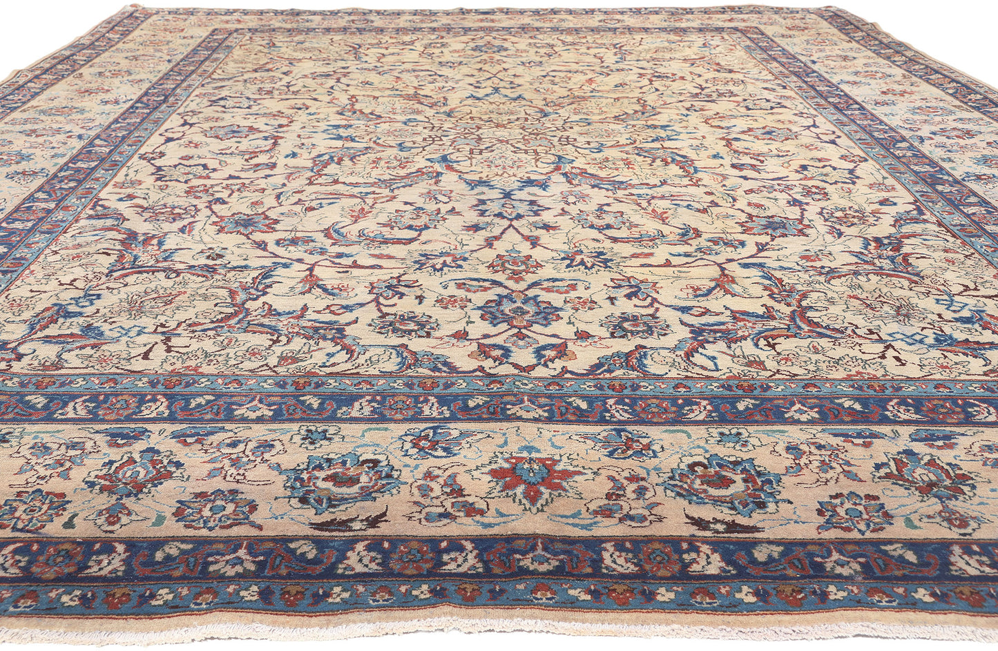 10 x 14 Vintage Persian Yazd Rug 76490