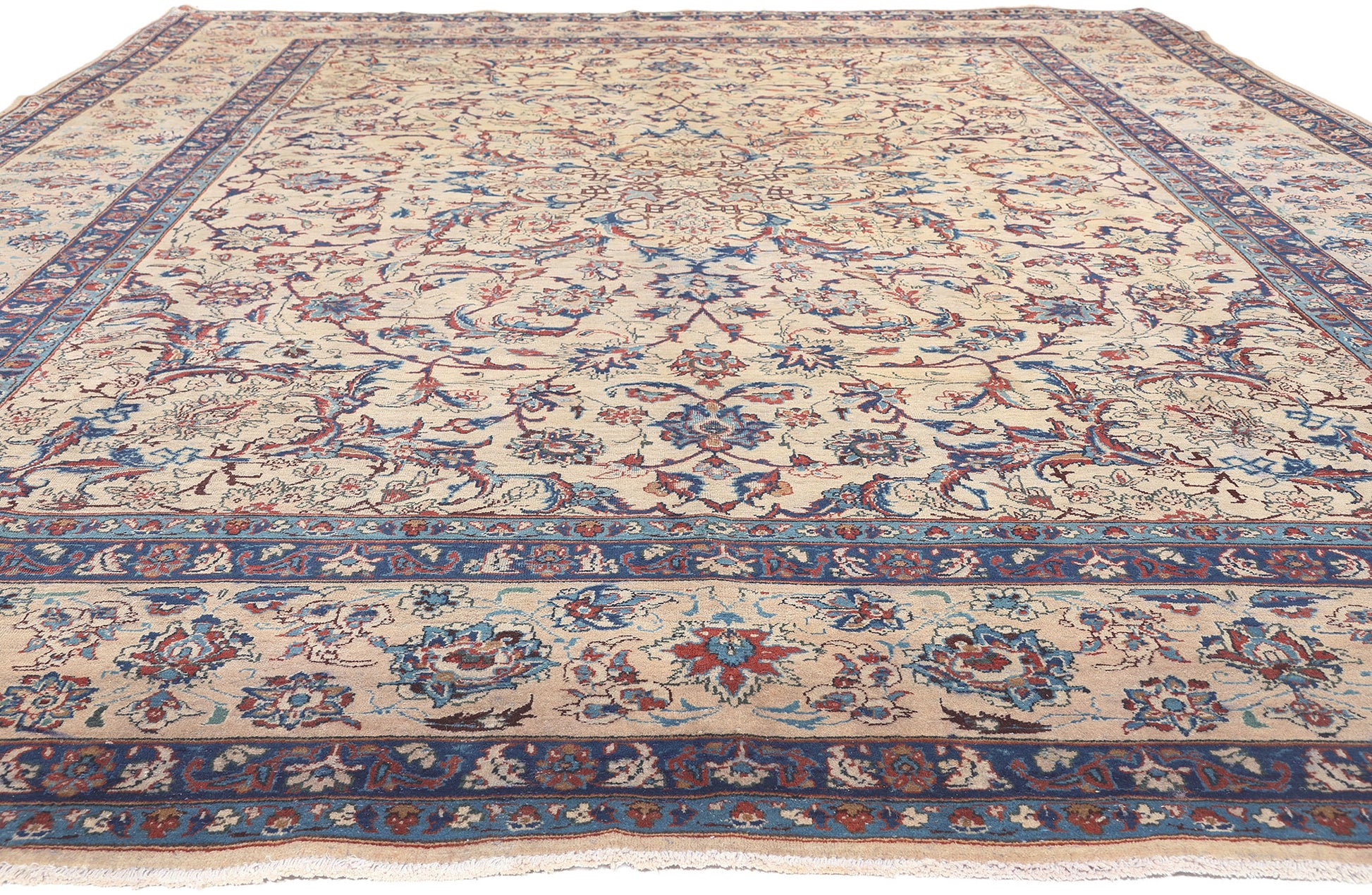 10 x 14 Vintage Persian Yazd Rug 76490