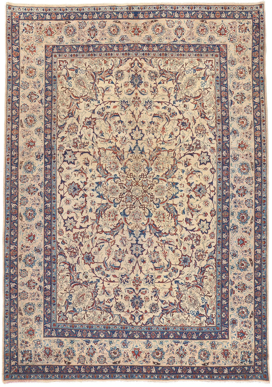 10 x 14 Vintage Persian Yazd Rug 76490