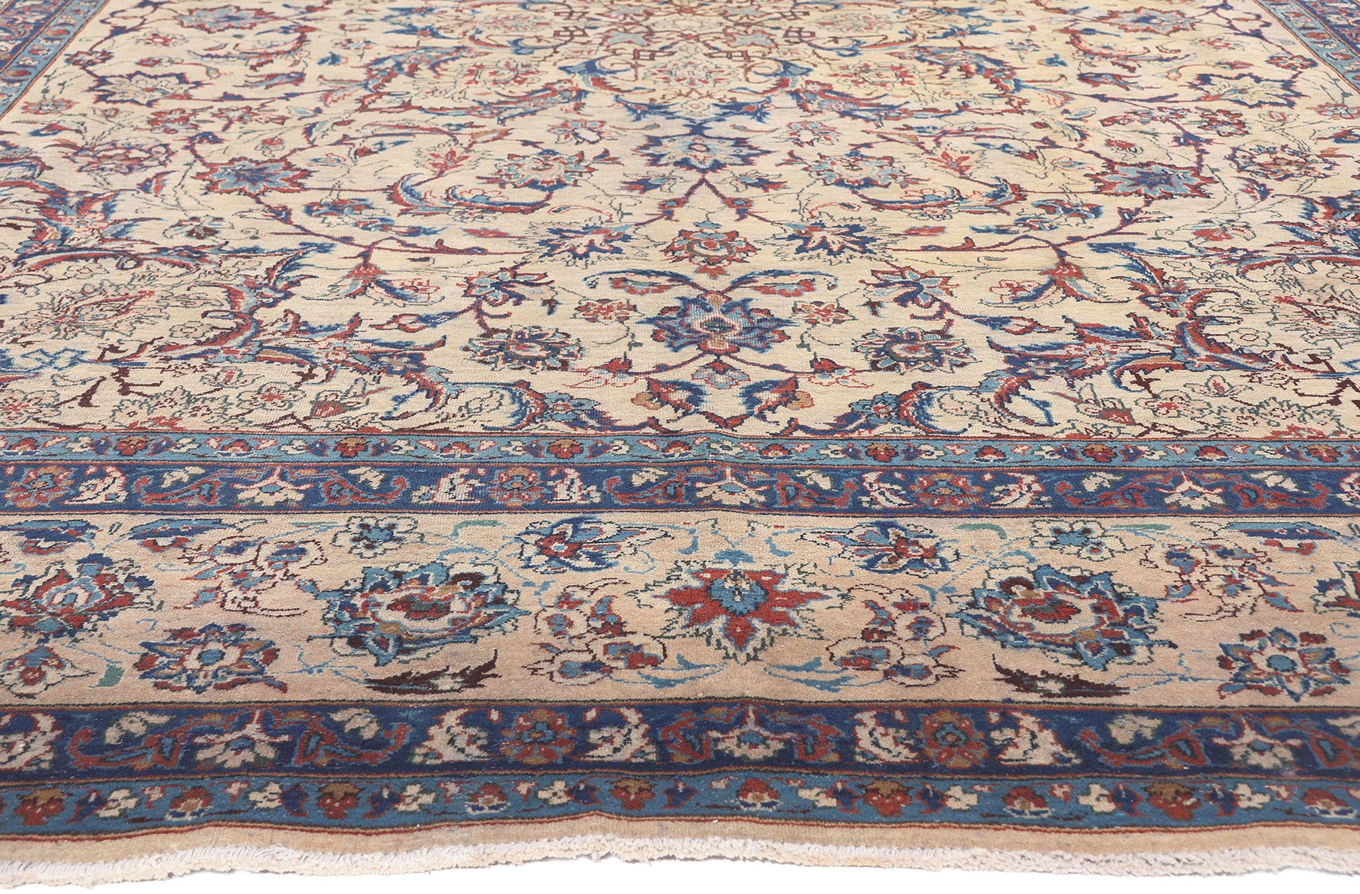 10 x 14 Vintage Persian Yazd Rug 76490
