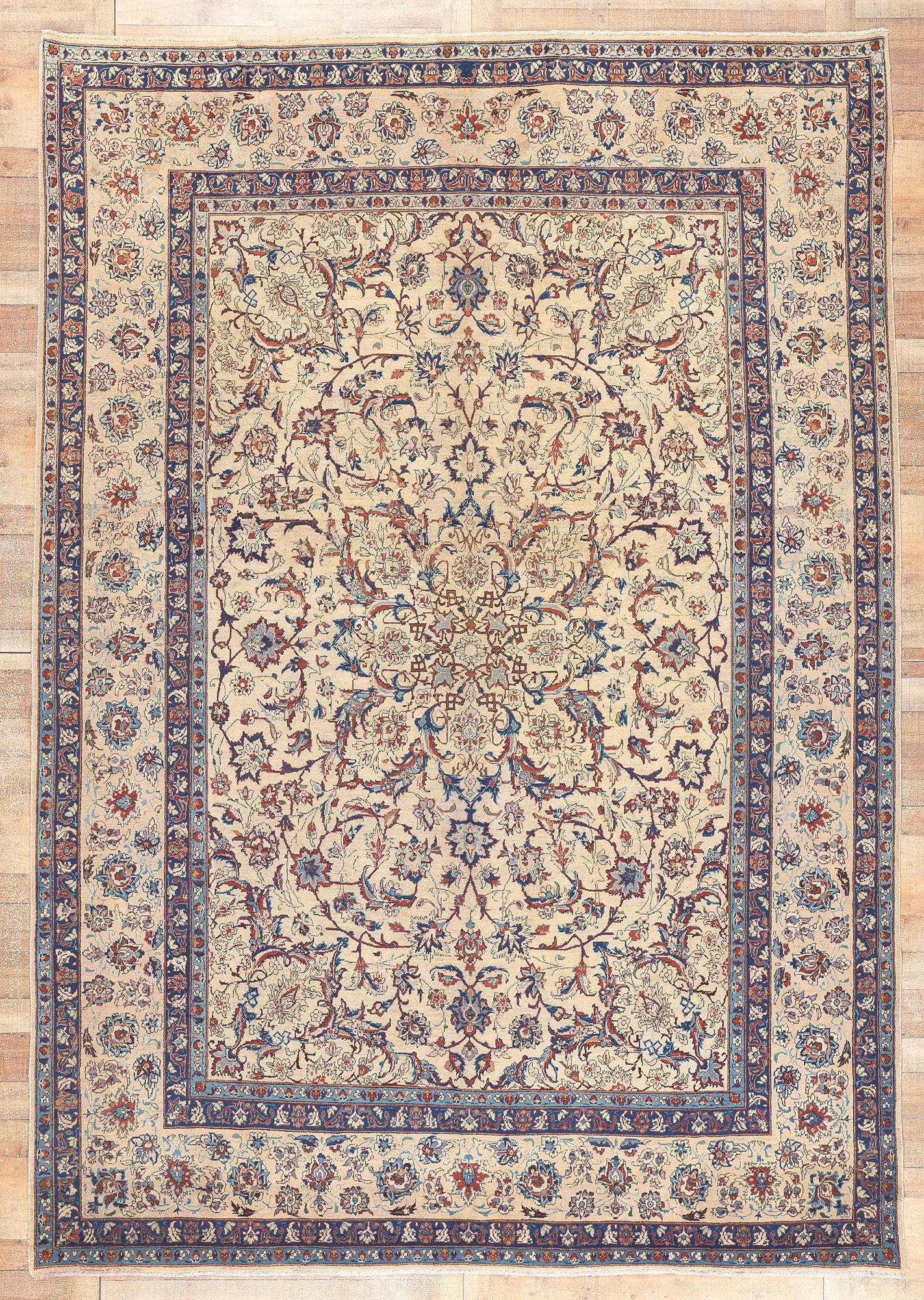 10 x 14 Vintage Persian Yazd Rug 76490