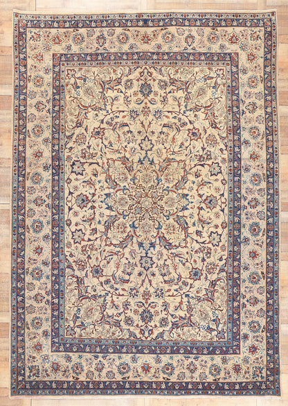 10 x 14 Vintage Persian Yazd Rug 76490