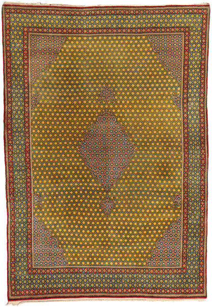 8 x 11 Vintage Yellow Persian Tabriz Rug 21683
