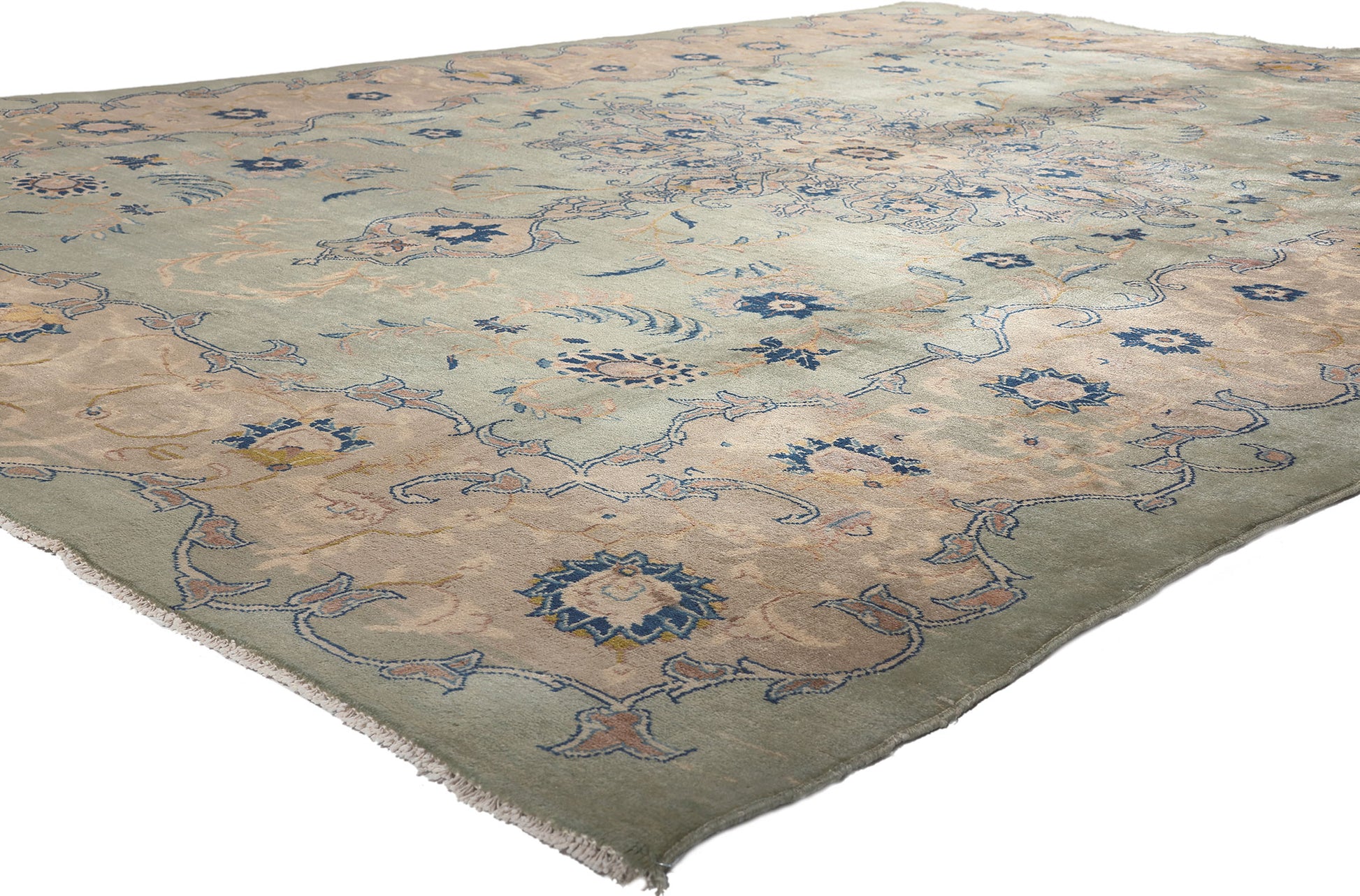 8 x 12 Vintage Persian Kashan Rug 73574