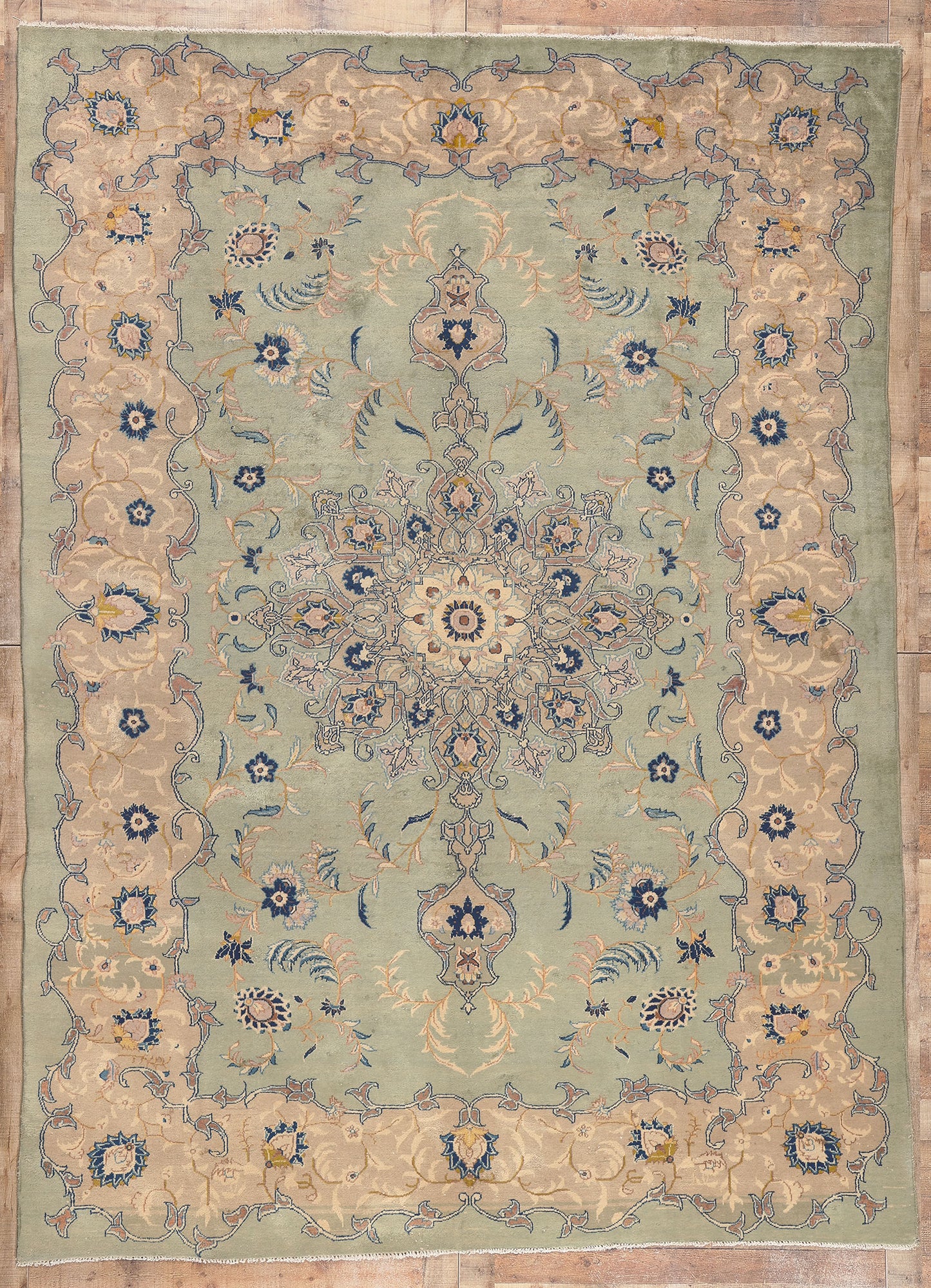 8 x 12 Vintage Persian Kashan Rug 73574